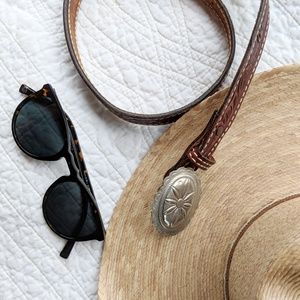 Vintage Leather Belt with Intricate Design